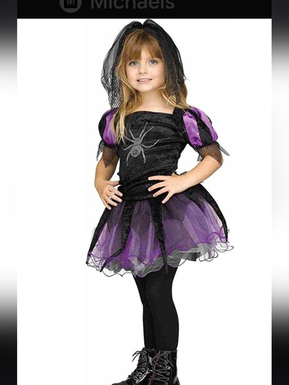 Halloween Costume Purple Black Crinoline Stars Gold Pit Your Own Mask NOT INC.